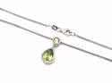 Silver Peridot Pear Shaped Pendant & Chain