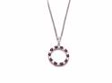 Silver Ruby & CZ Circle Pendant & Chain