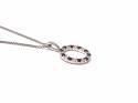 Silver Ruby & CZ Circle Pendant & Chain