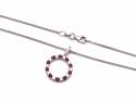 Silver Ruby & CZ Circle Pendant & Chain