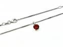 Silver Round Garnet Pendant & Chain