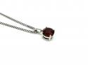 Silver Round Garnet Pendant & Chain