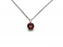 Silver Round Garnet Pendant & Chain