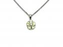 Silver Peridot & CZ Flower Cluster Pendant & Chain