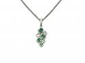 Silver Emerald Multi Hearts Pendant & Chain