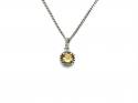 Silver Round Citrine Pendant & Chain