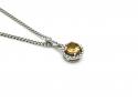 Silver Round Citrine Pendant & Chain