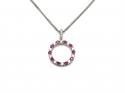 Silver Ruby & CZ Circle Pendant & Chain