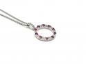 Silver Ruby & CZ Circle Pendant & Chain