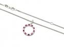 Silver Ruby & CZ Circle Pendant & Chain