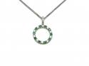 Silver Emerald & CZ Circle Pendant & Chain