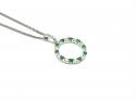 Silver Emerald & CZ Circle Pendant & Chain