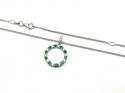 Silver Emerald & CZ Circle Pendant & Chain
