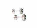 Silver Emerald & CZ Cluster Stud Earrings