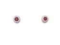 Silver Garnet & CZ Cluster Stud Earrings