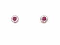 Silver Ruby & CZ Cluster Stud Earrings