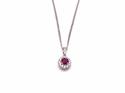 Silver Ruby & CZ Cluster Pendant & Chain