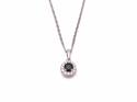 Silver Sapphire & CZ Cluster Pendant & Chain