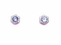 Silver Blue Topaz and CZ Cluster Stud Earrings