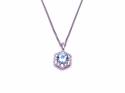 Silver Blue Topaz and CZ Cluster Necklet