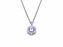 Silver Blue Topaz and CZ Cluster Necklet