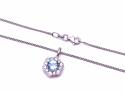 Silver Blue Topaz and CZ Cluster Necklet