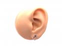 Silver Sapphire and CZ Open Oval Stud Earrings