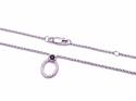 Silver Sapphire and CZ Open Oval Necklet