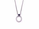 Silver Sapphire and CZ Open Oval Necklet