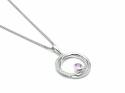 Silver Pink Sapphire & CZ Swirl Pendant & Chain
