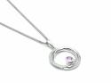 Silver Pink Sapphire & CZ Swirl Pendant & Chain