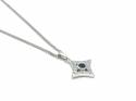 Silver Sapphire & CZ Pendant & Chain