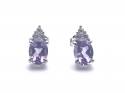 Silver Amethyst and CZ Stud Earrings