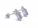 Silver Amethyst and CZ Stud Earrings