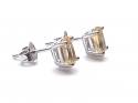 Silver Oval Citrine Stud Earrings