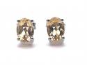 Silver Oval Citrine Stud Earrings