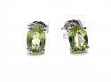 Silver Oval Peridot Stud Earrings