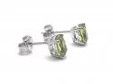 Silver Oval Peridot Stud Earrings