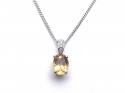 Silver Citrine Solitaire Pendant & Chain