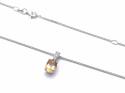 Silver Citrine Solitaire Pendant & Chain