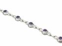 Silver Amethyst Bar And Circle Bracelet