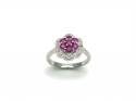 Silver Ruby & Diamond Cluster Ring