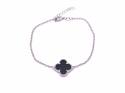 Silver Black Clover Bracelet