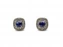 9ct White Gold Tanzanite & Diamond Cluster Studs