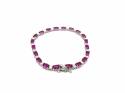 Silver Synthetic Ruby & CZ Bracelet