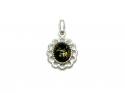 Silver Fancy Oval Green Amber Pendant