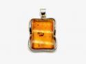 Silver Amber Rectangular Pendant