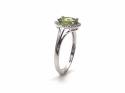 9ct White Gold Peridot & Diamond Halo Ring