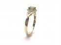 9ct Yellow Gold Peridot & Diamond Halo Ring