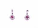 Silver Ruby & CZ Cluster Drop Stud Earrings